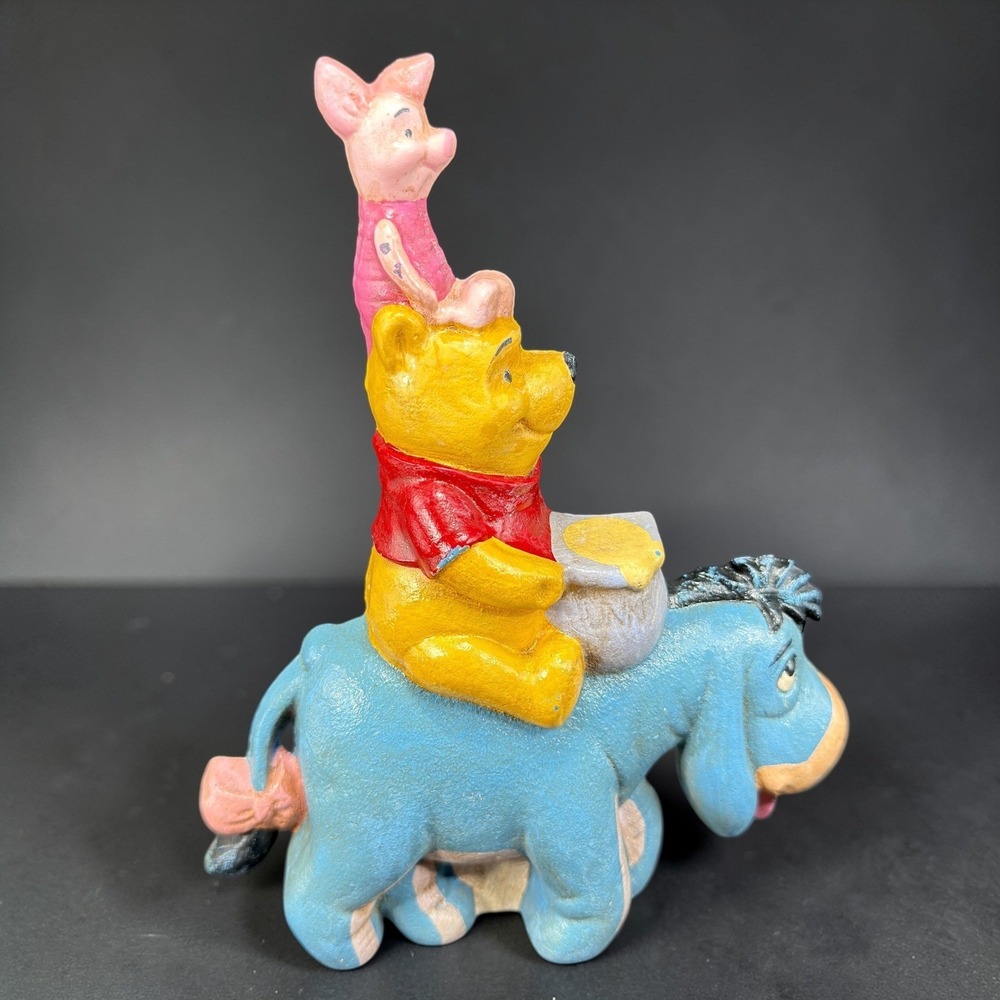 Disney‎ Winnie the Pooh Piglet Eeyore Cast Iron Bookend Doorstop Vintage 8 Inch